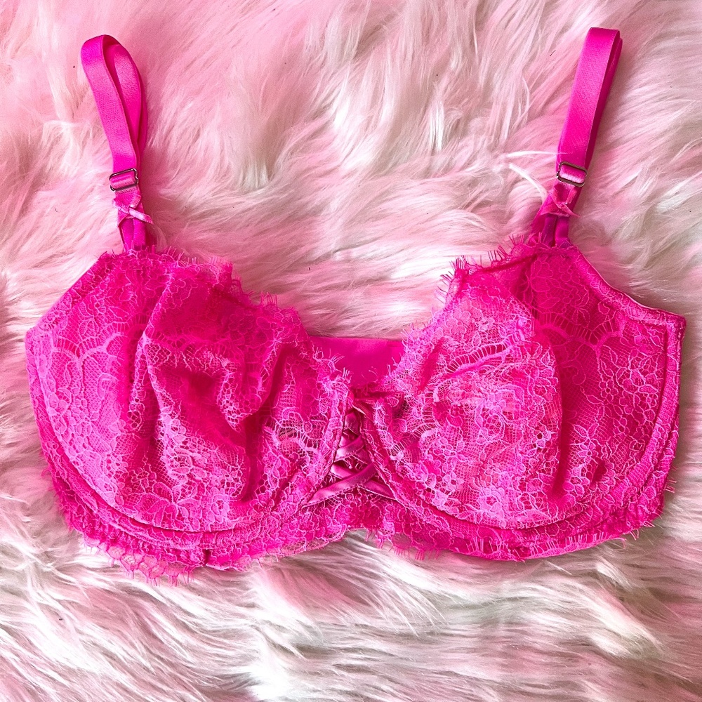 Victoria's Secret Lace Demi Bra with Lace-Up Detail